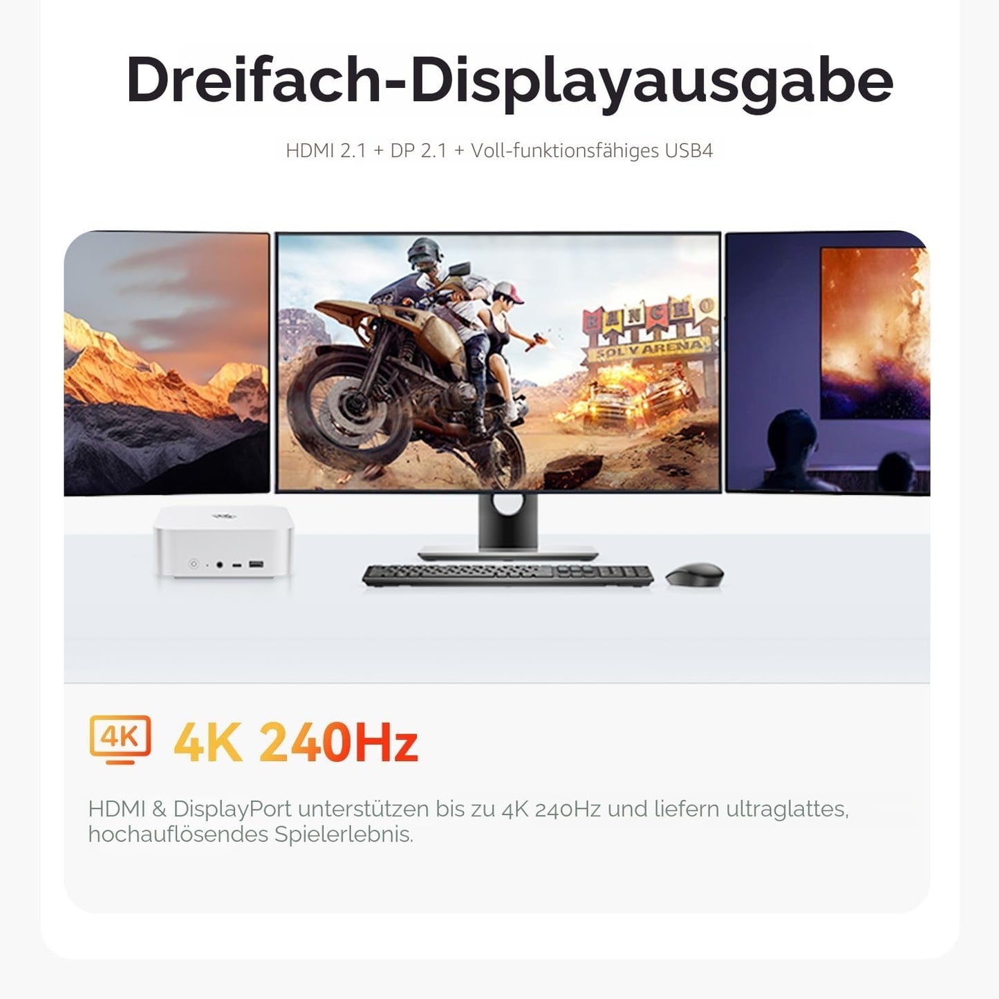 SER9 MAX Mini PC mit Ryzen 7 und Triple 4K Display, SER9 MAX/H255/64G/1TB