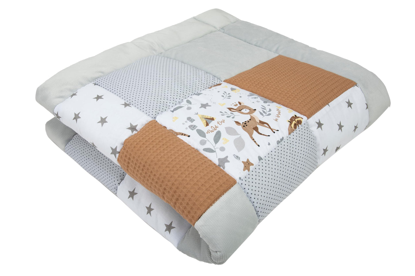 Krabbeldecke Minky Waffel, 120x120cm Reh
