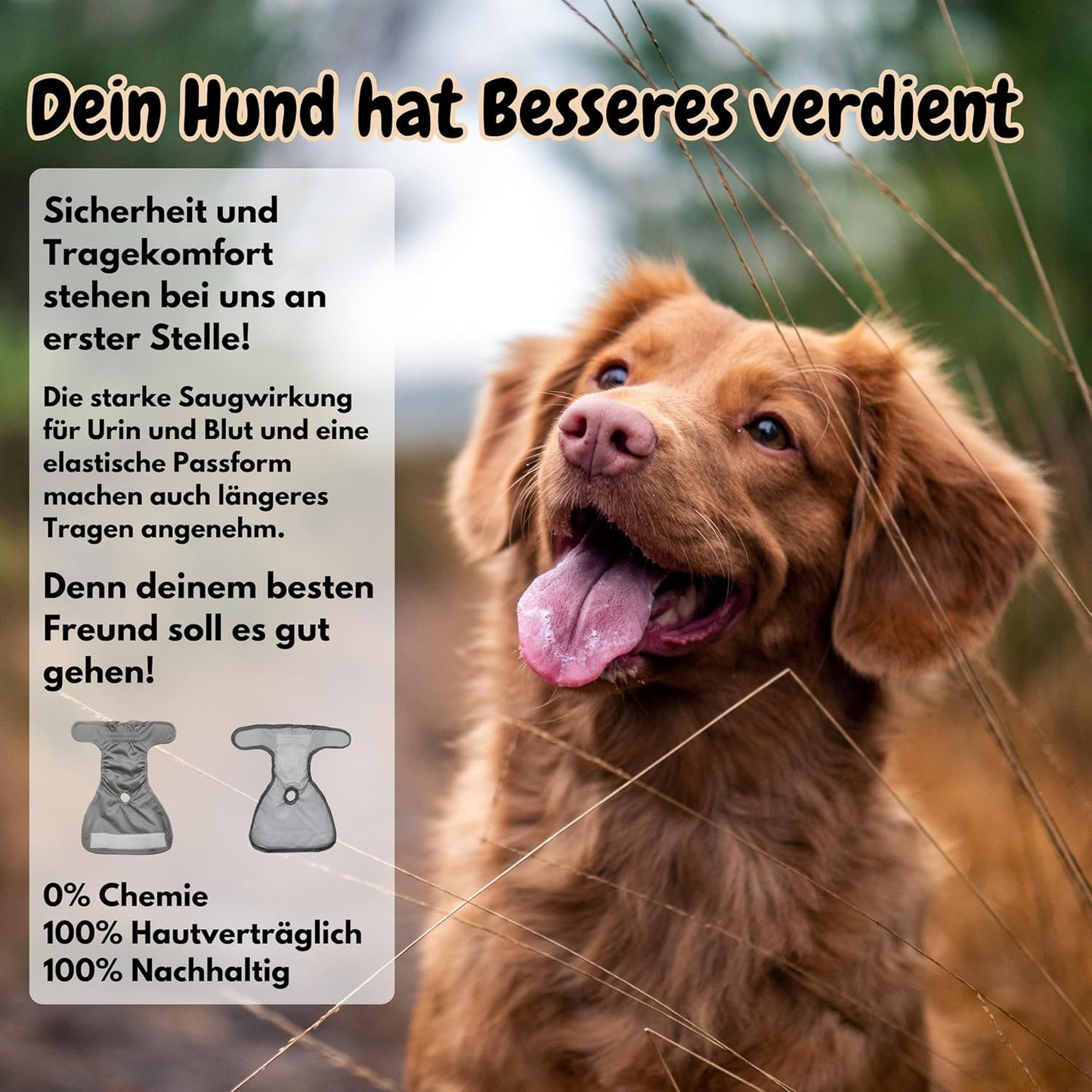 Waschbare Hundewindeln (3 Stück), Grau / Schwarz / Braun S