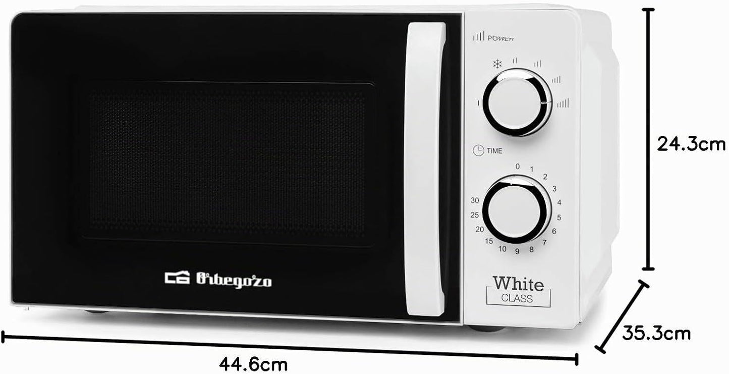 Mikrowelle mit 20L Kapazität, Ohne Grill. Weiss.