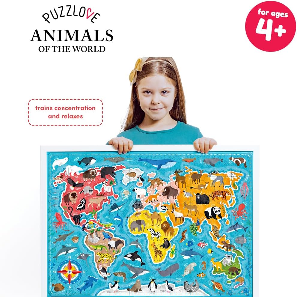 Puzzlove Puzzle Tiere der Welt, Puzzlove Animals of the World (60 pcs)