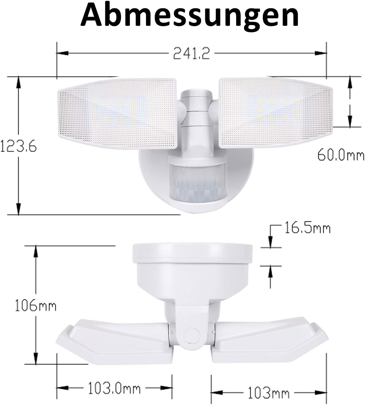 LED-Strahler mit Bewegungsmelder, Weiss