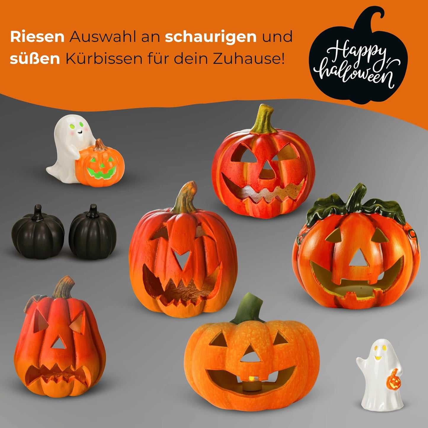 Kleine Kürbis-Laternen im 4er Set
