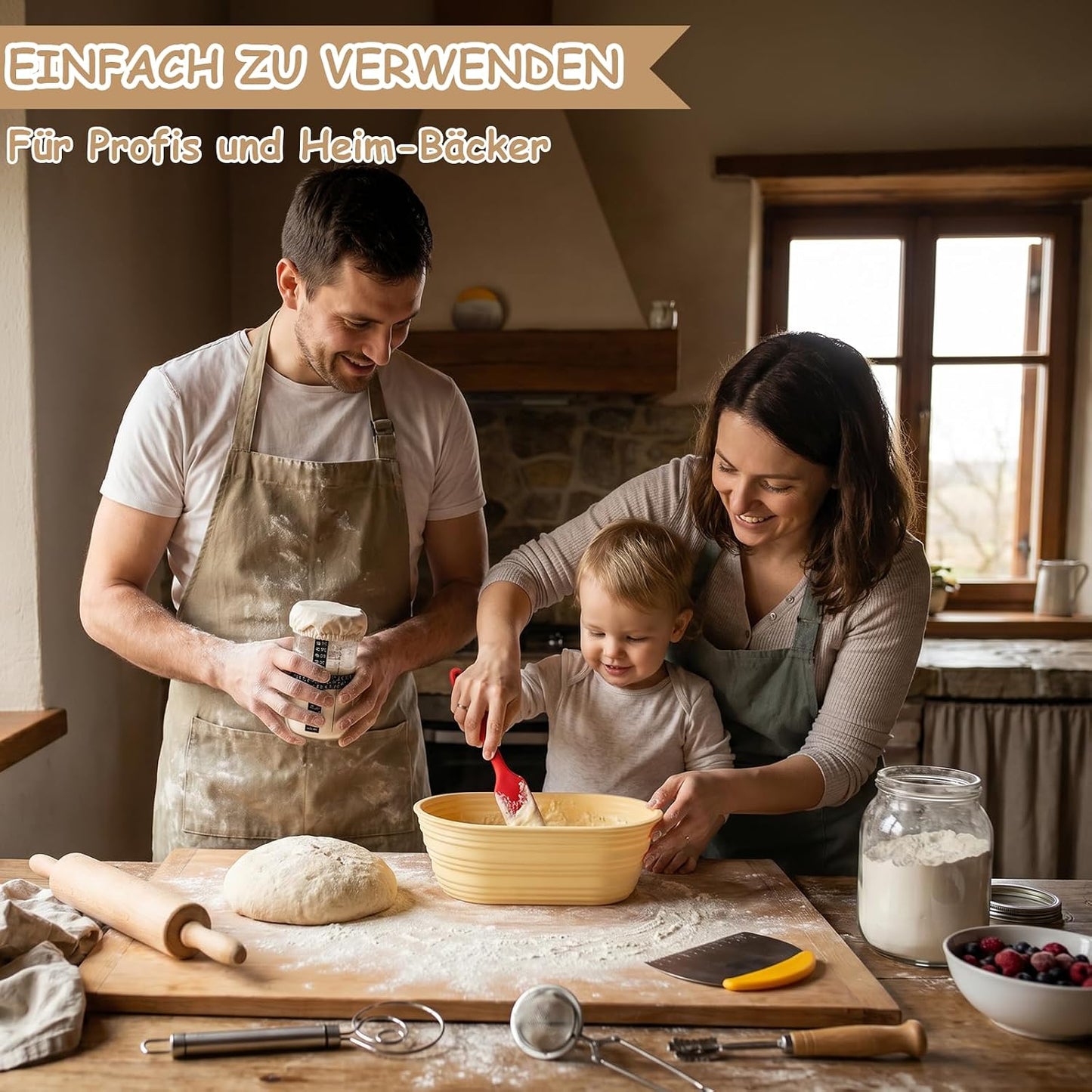 16-teiliges Sauerteig-Starter-Set mit Gärkörben