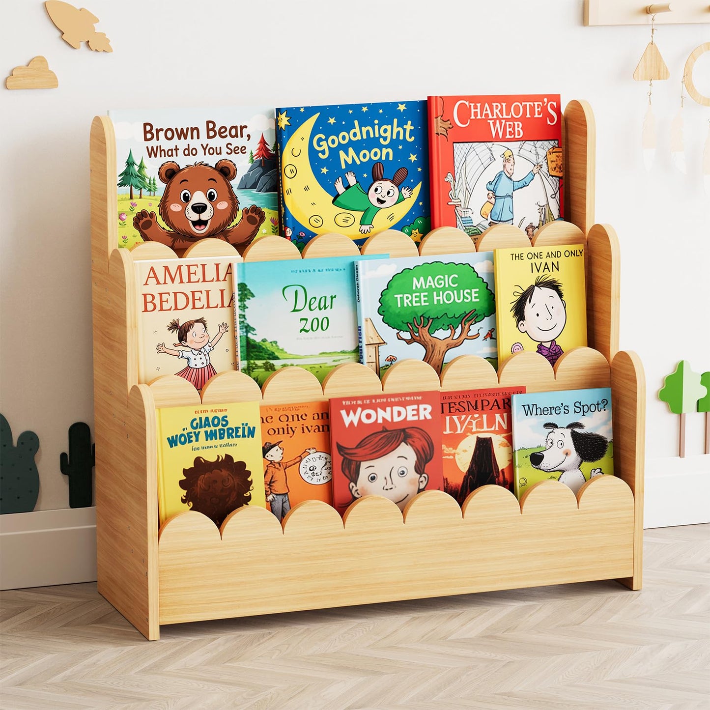 3-stufiges Bücherregal für Kinder, Natur 3 Tier, 78.15 CM 1