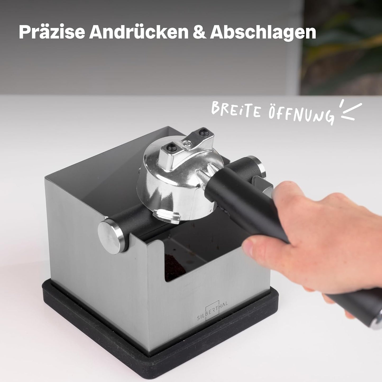 2in1 Abklopfbehälter und Tamperstation