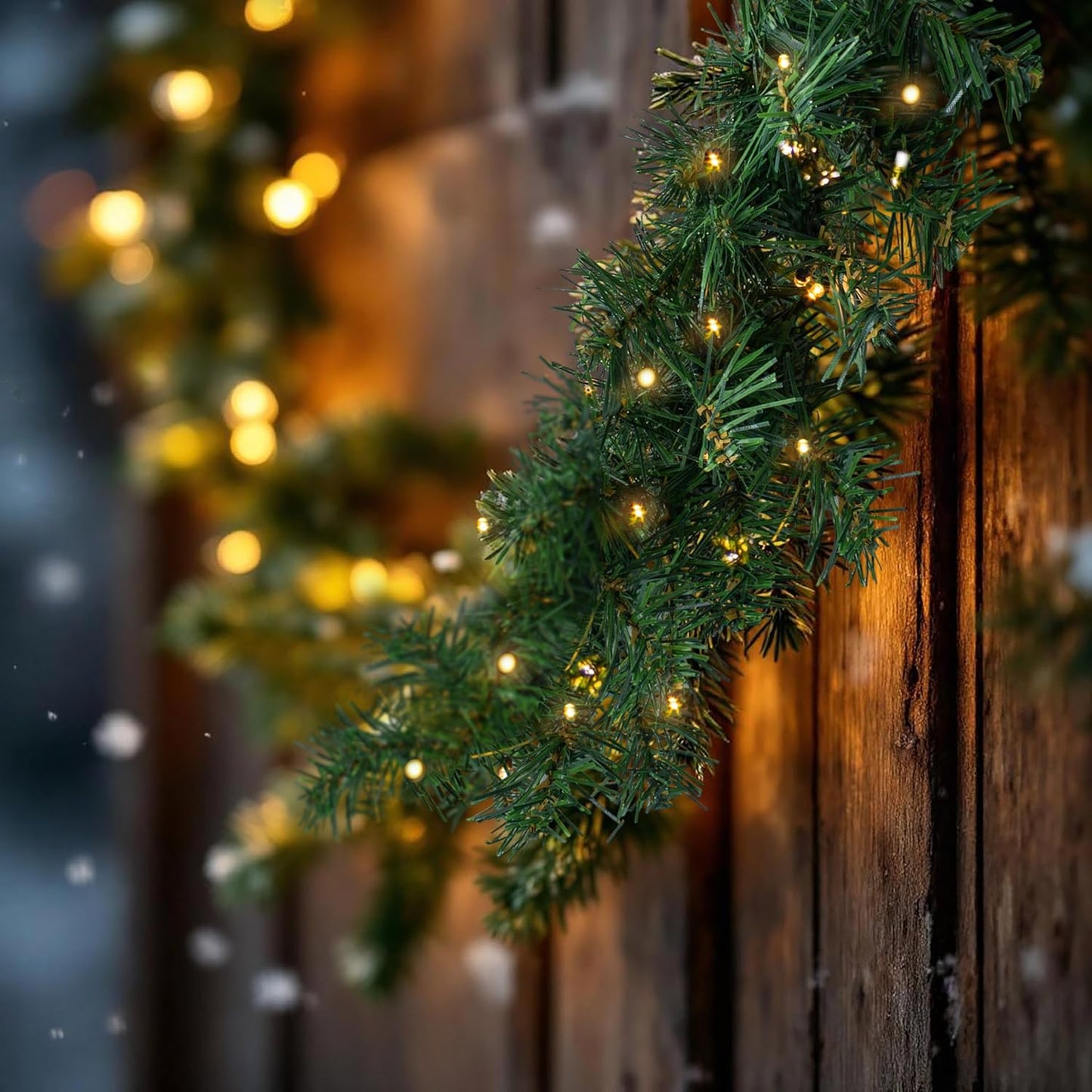 Weihnachtsgirlande mit LED Lichterkette und Timer, 540 cm / Batterie