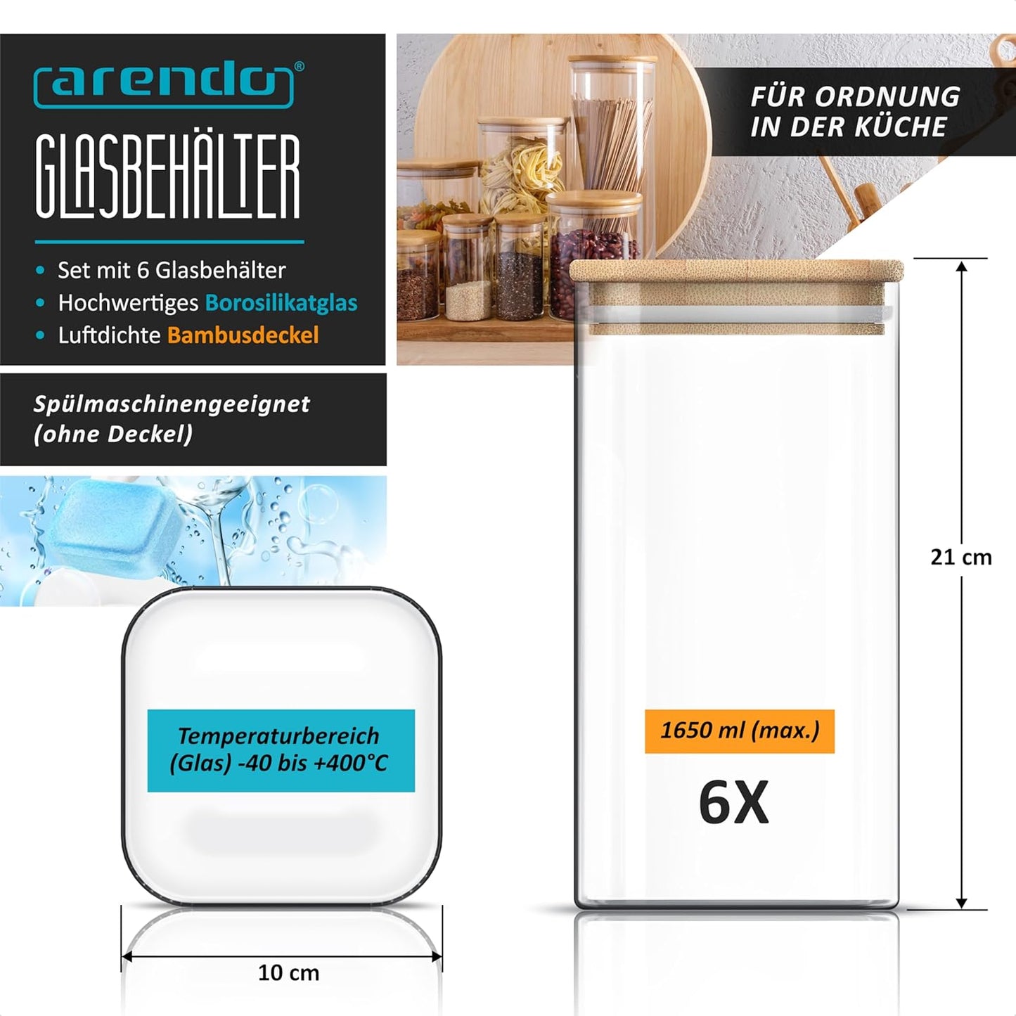 Vorratsgläser-Set mit Bambusdeckel