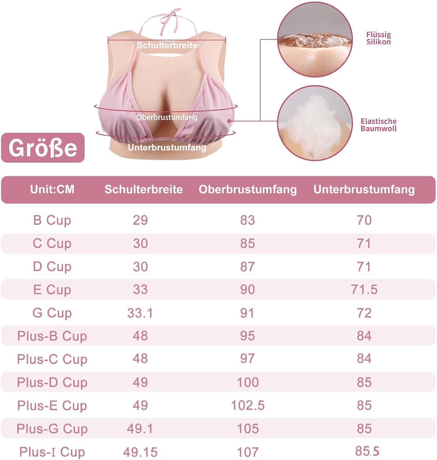 Silikon Brustformen für Crossdresser C-Cup, C cup-Flüssig Silikon Füllung Elfenbeinweiss