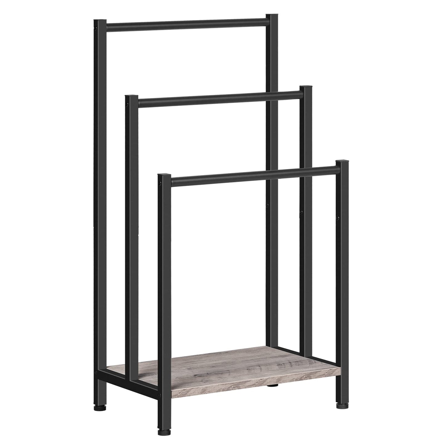 Freistehender Handtuchständer mit 3 Stangen, 43 x 28 x 81 cm Greige + Schwarz
