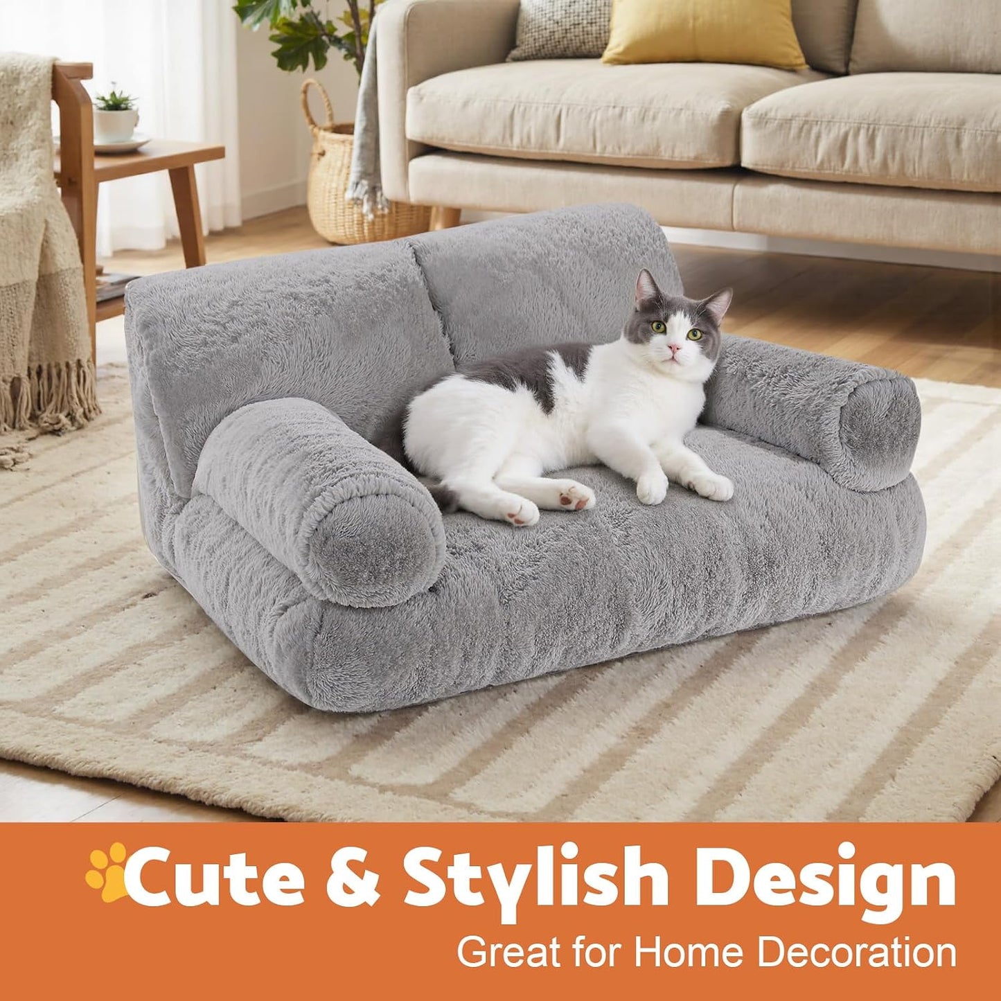 Orthopädisches Katzensofa mit abnehmbarem Bezug, Dunkelgrau 1