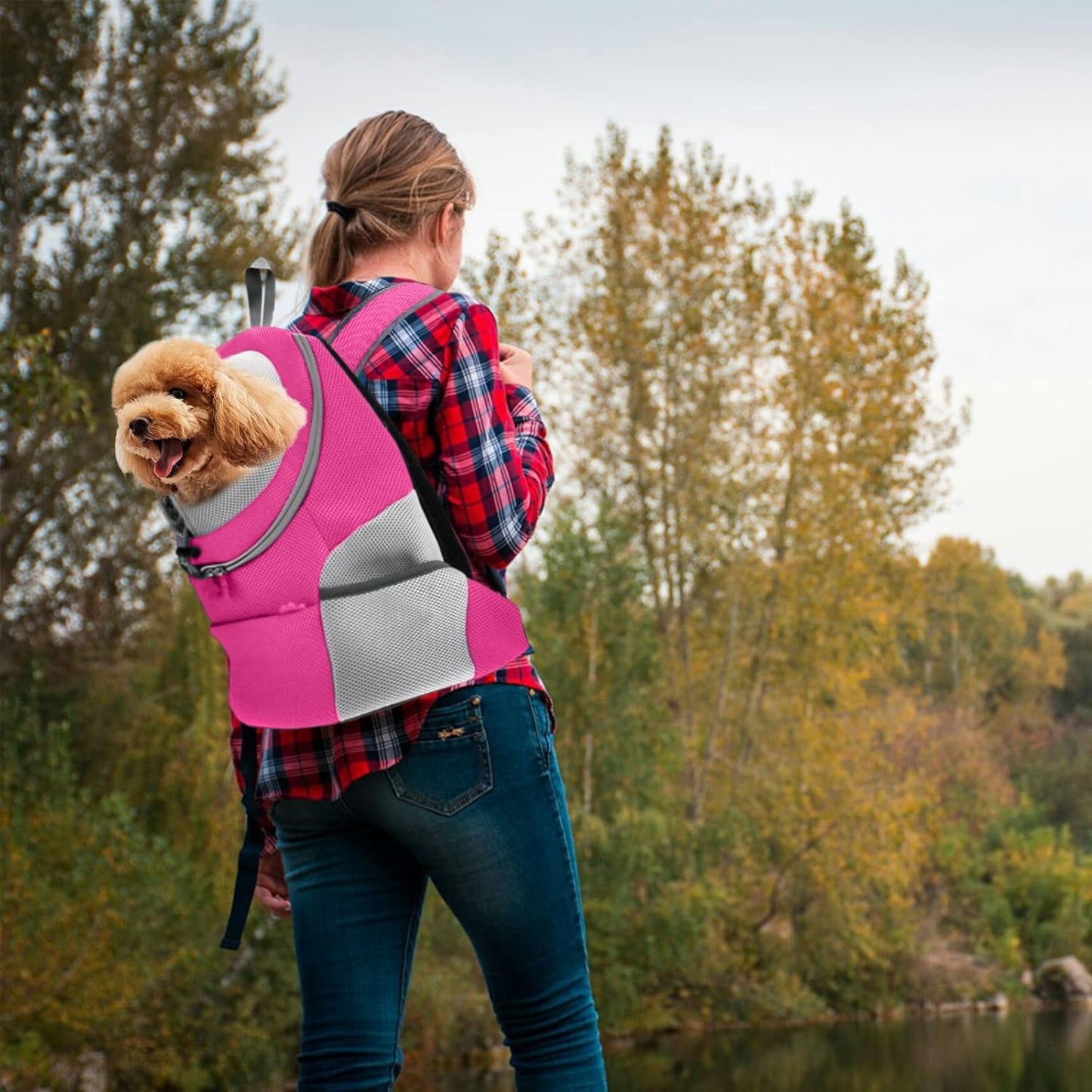 Rucksack für Haustier, L 31 x B 17 x H 36 cm Rosa