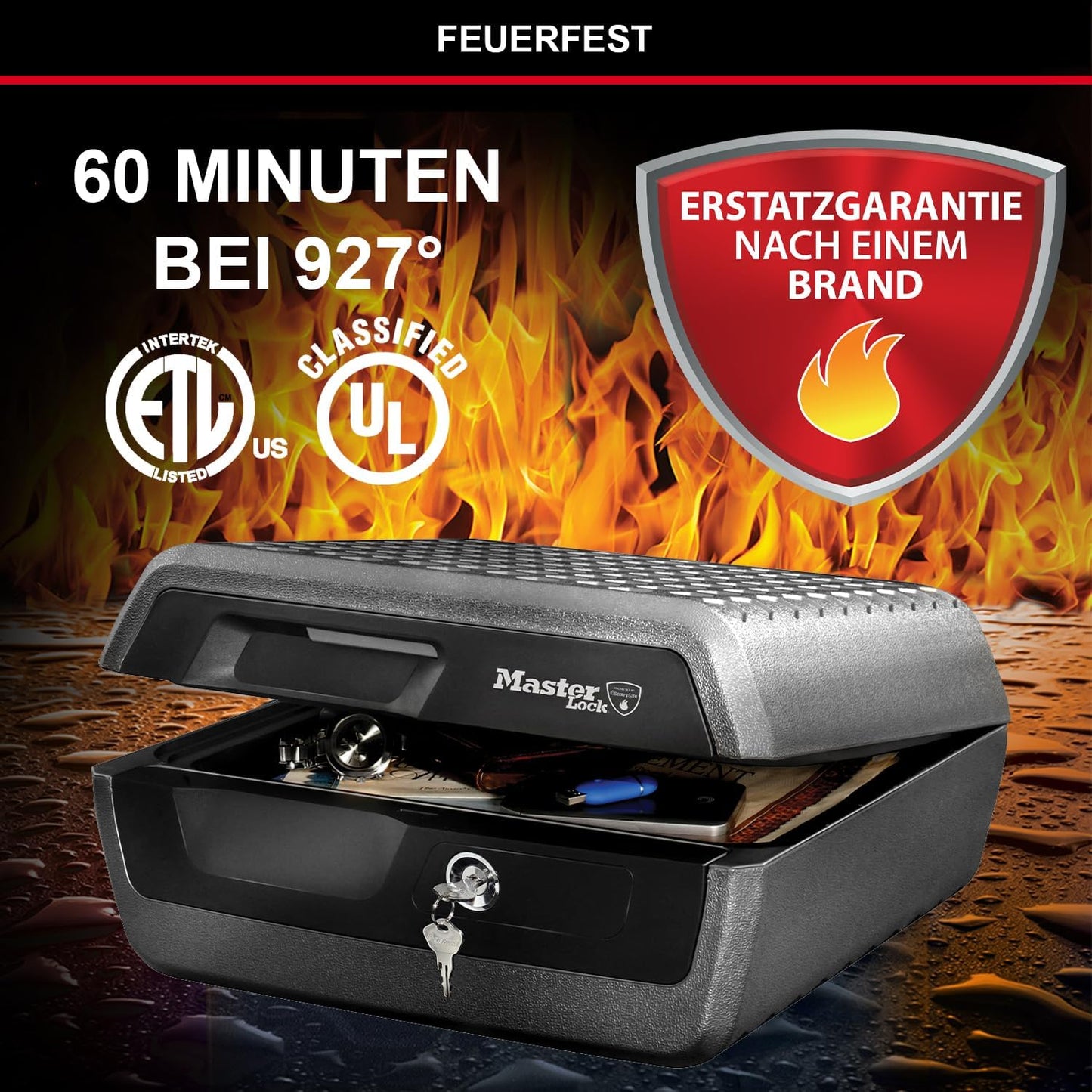 Feuerfeste Sicherheitskassette LCFW30100, Schlüssel / 10L