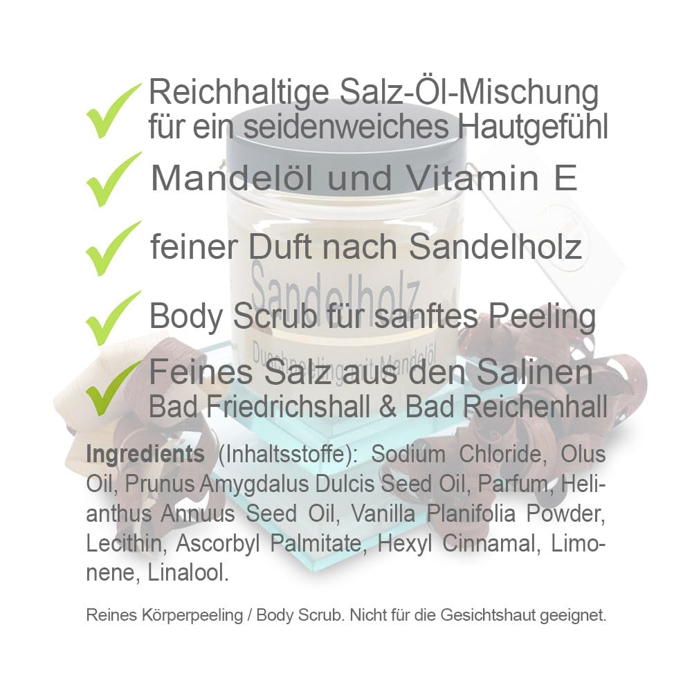 Körperpeeling vegan mit Sandelholz, Sandelholz