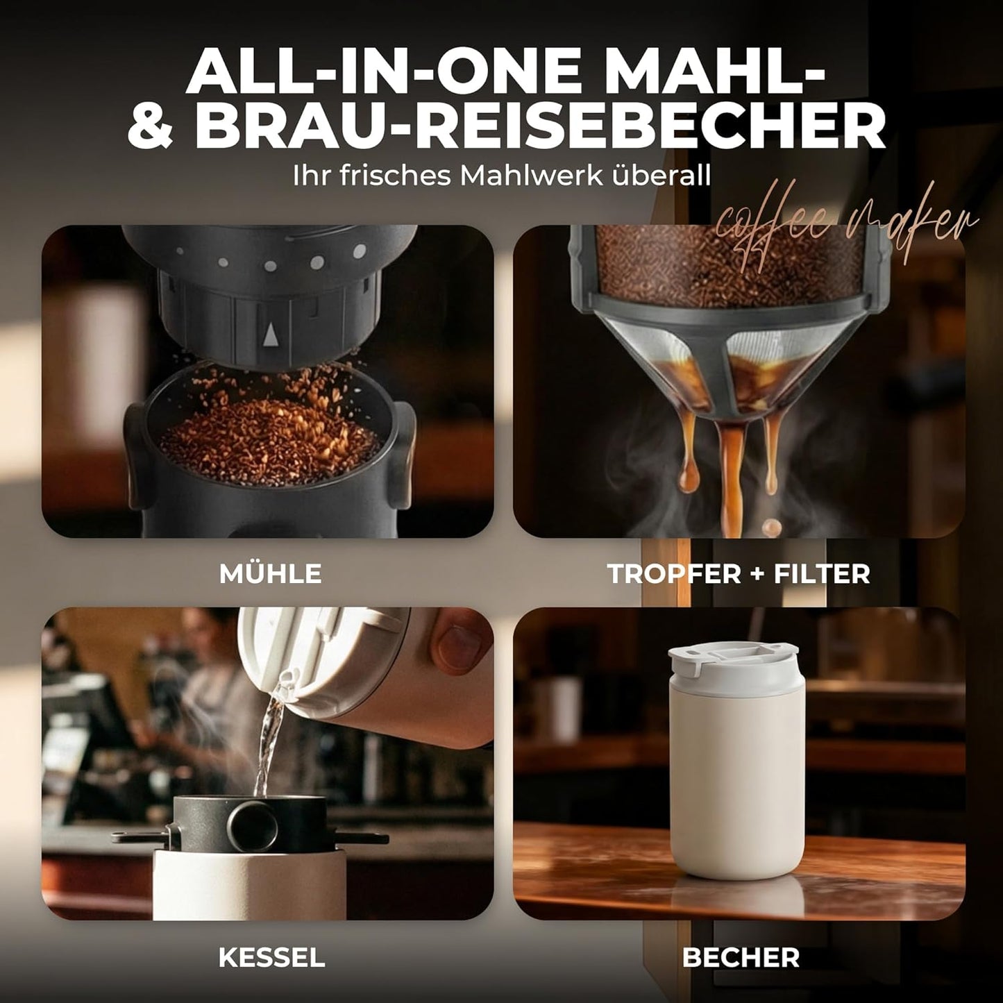 Elektrische Kaffeemühle, Weiss