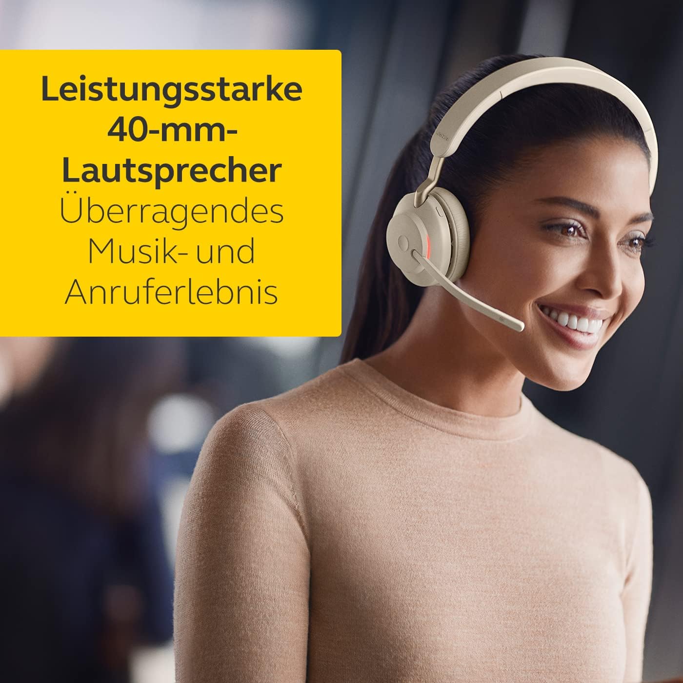 Evolve2 65 Wireless PC Headset mit Ladestation, Beige Mono Dongle USB-C+Support Optimiert für Microsoft Teams