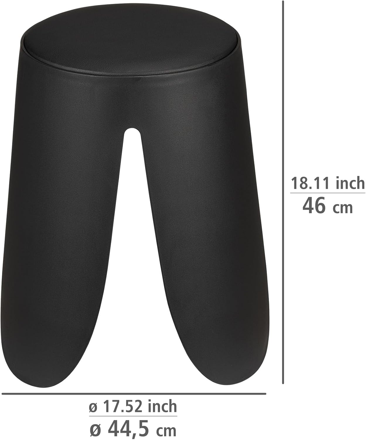 Badhocker Mod. Comiso mit gepolsterter Sitzfläche, Schwarz