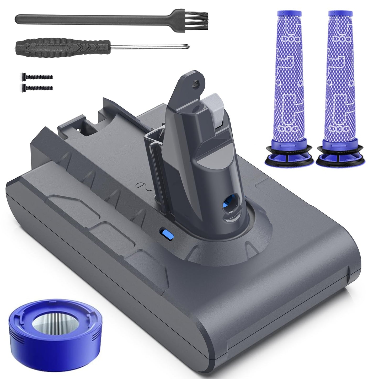 Ersatzakku für Dyson V6 Staubsauger (8000mAh, inkl. Filter), V6 8.0Ah + Filter