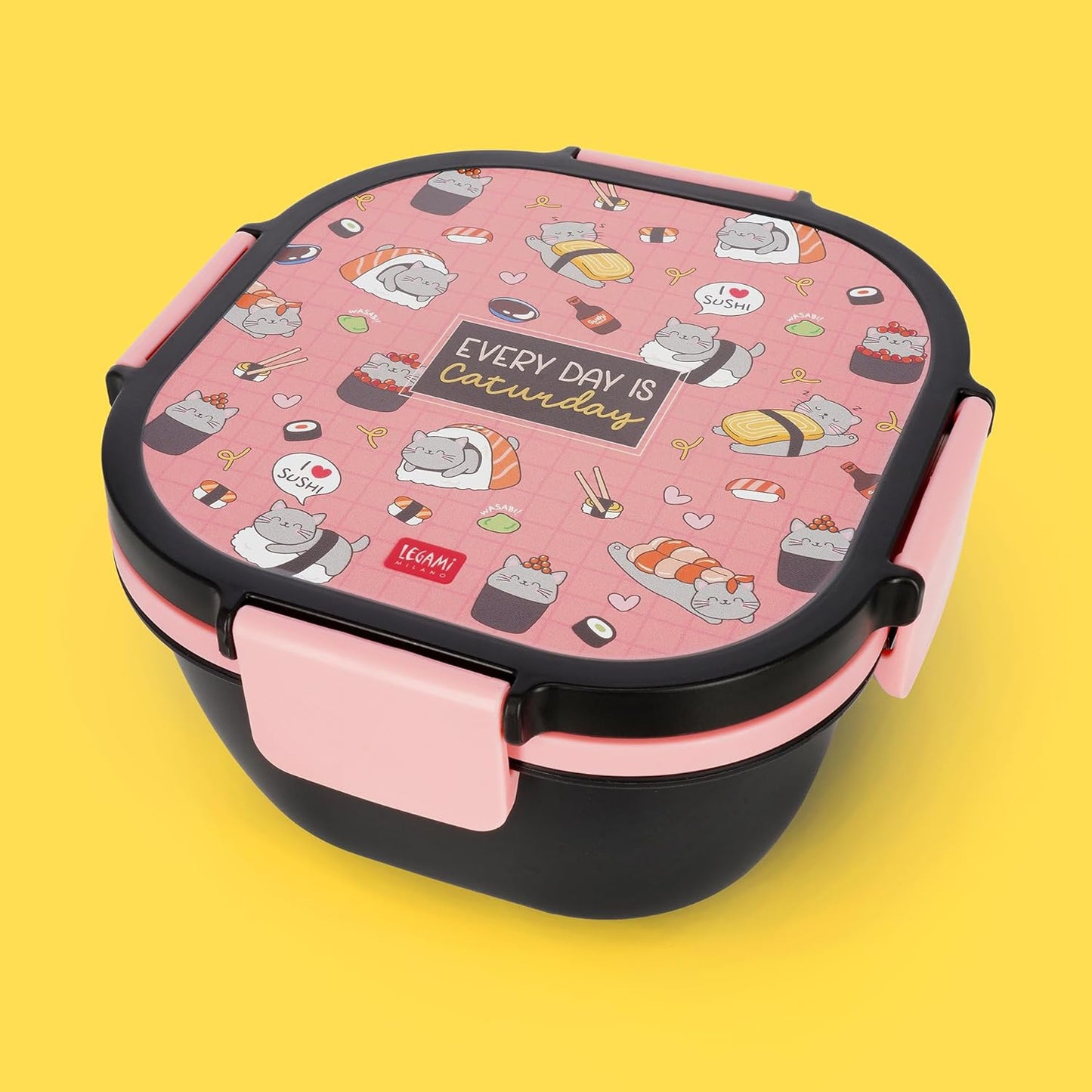 Lunchbox mit Tablett & Gewürzbehälter (1700 ml), SUSHI CAT