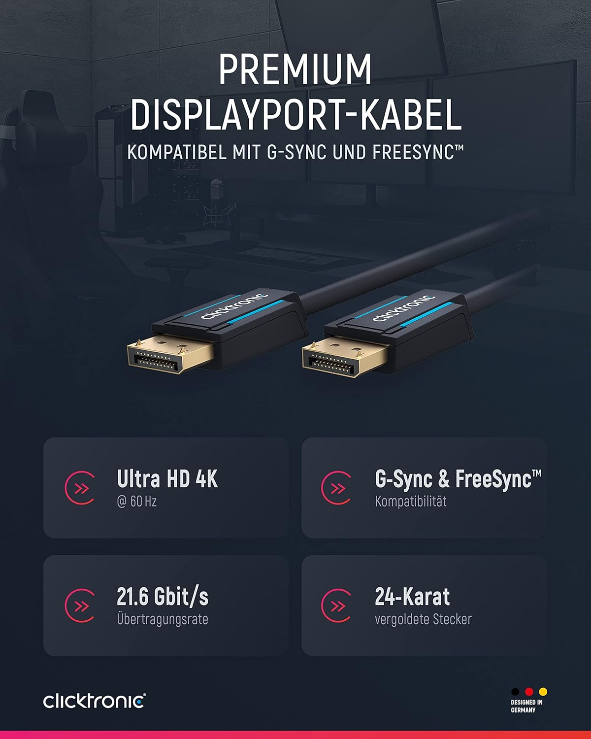 DisplayPort-Kabel für HD- und 3D-Inhalte, 3m