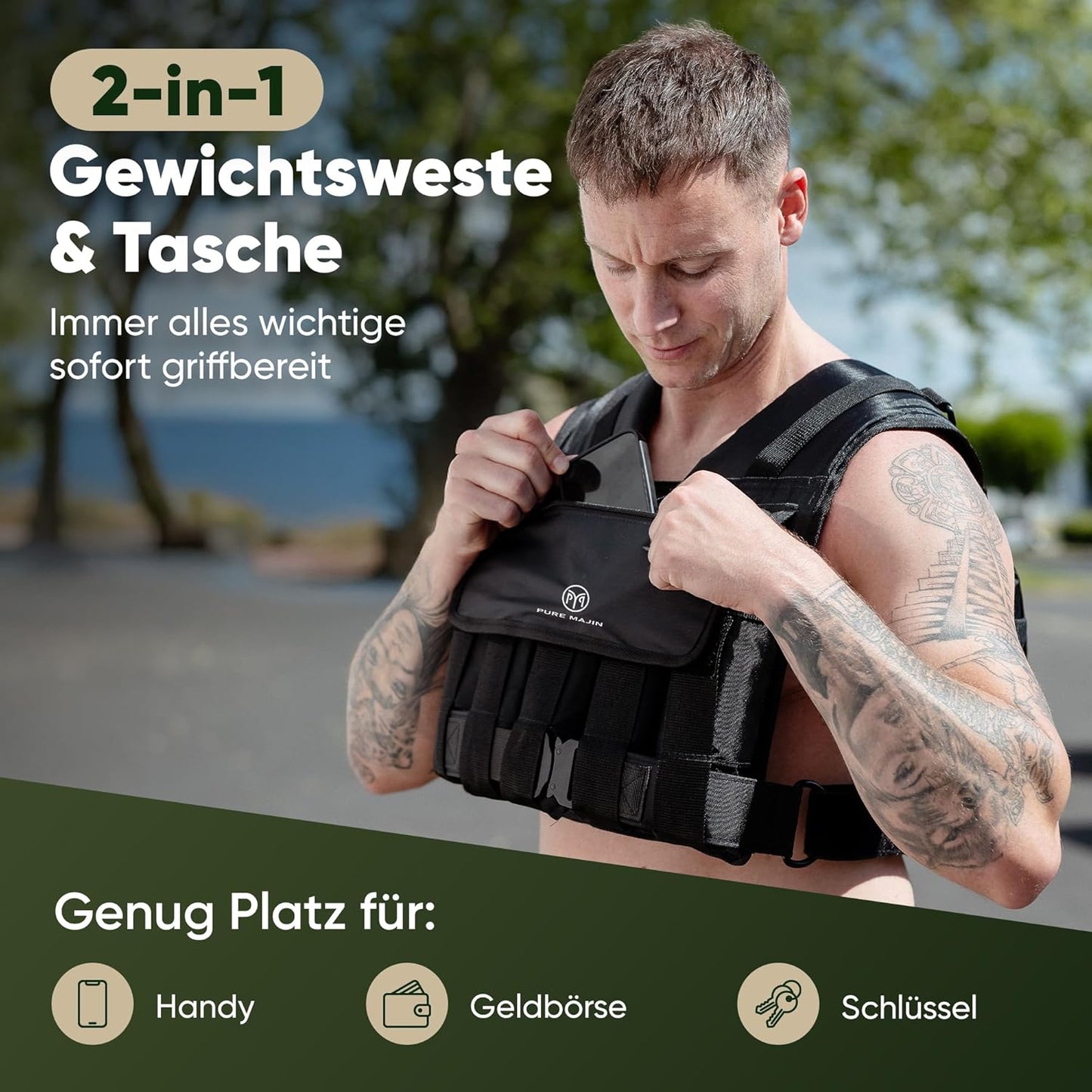 Gewichtsweste verstellbar, Schwarz 20kg
