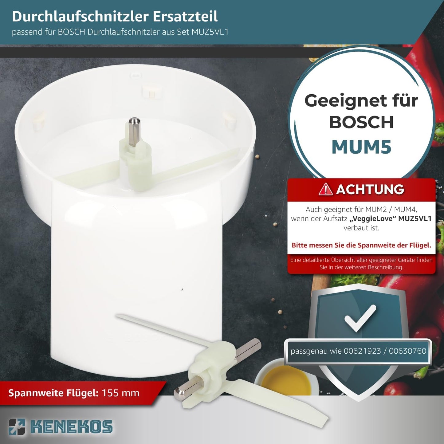 2-teiliges Durchlaufschnitzlerflügel-Set für Küchenmaschinen MUM5, 2 Stück passend für MUM5