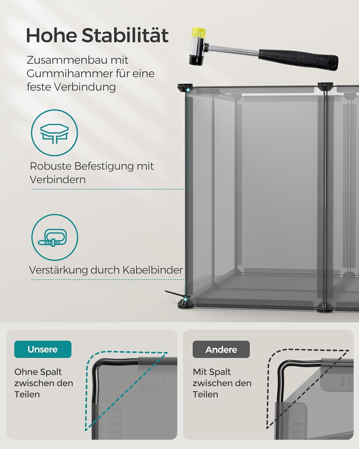 Freigehege Laufstall für Kleintiere, 125 x 63 x 42 cm, S (125 x 63 x 42 cm), Grau