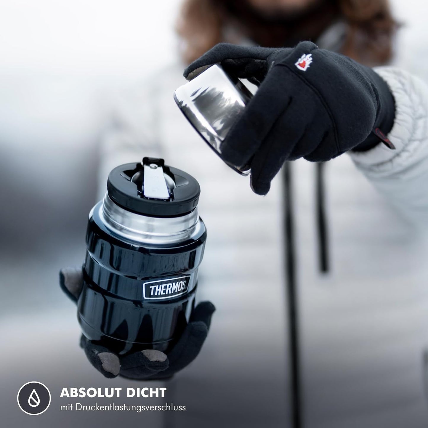 Thermobehälter für Essen, 0,47 l, mit Löffel, Ice Grey Polished 0.47 l