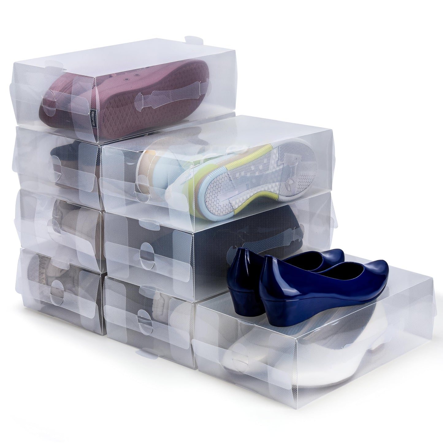 Schuhaufbewahrungsboxen (10 Stück, stapelbar), Clear 10 Stück (30 x 9,5 x 18 cm)
