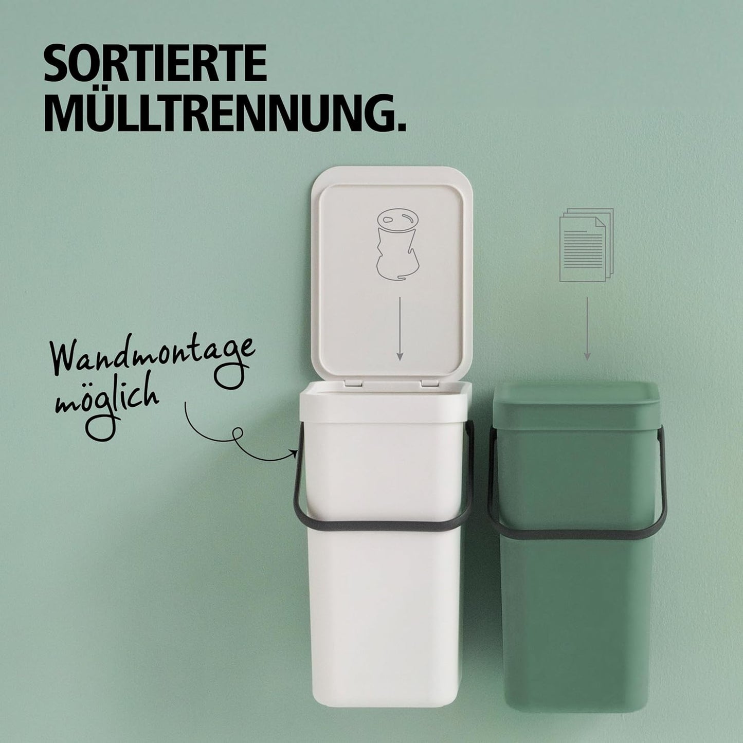 Sort & Go Komposteimer mit Deckel, Light Grey 6 Liter