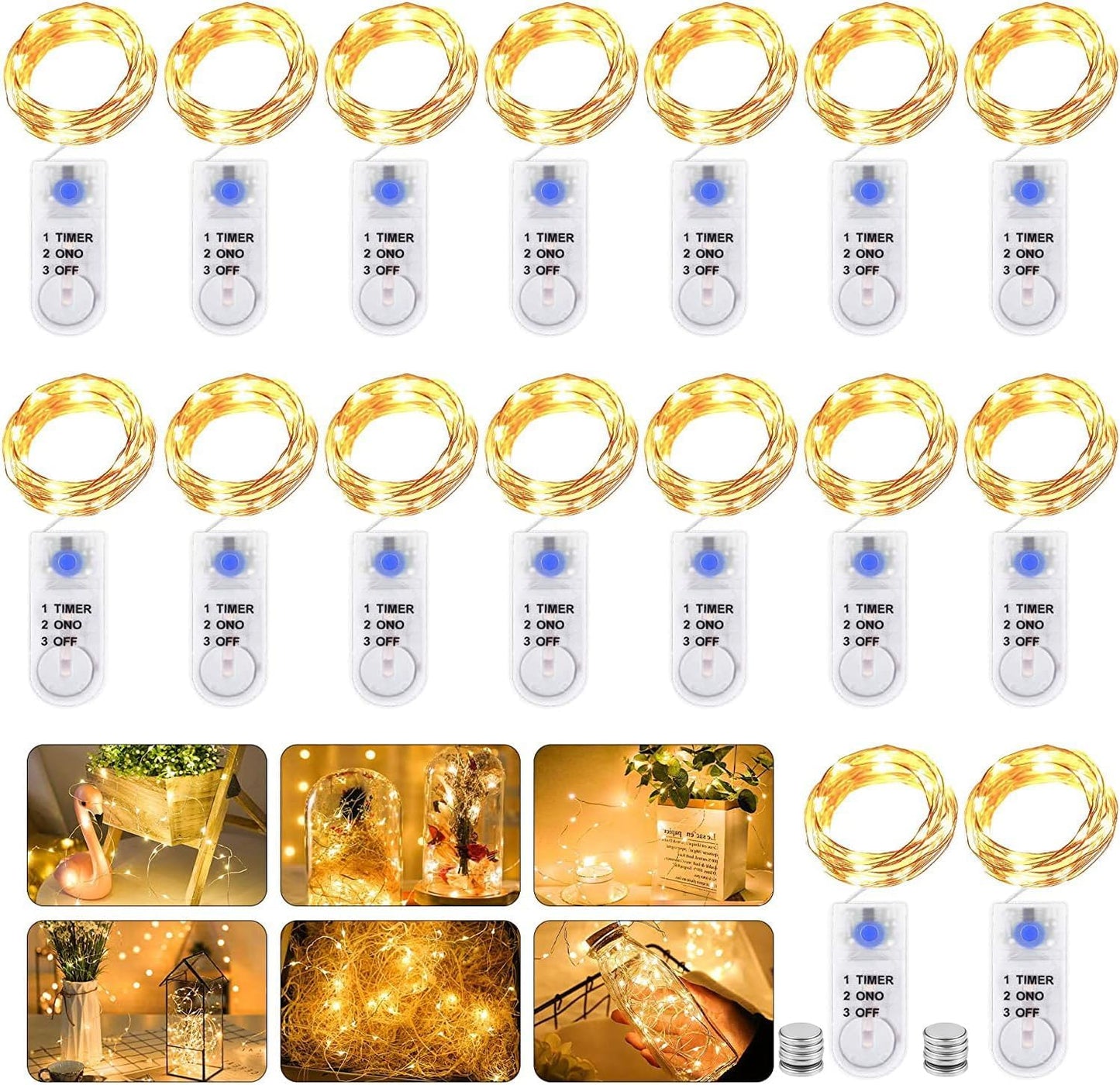 LED Lichterkette mit Timer, 16 Stück, Warmweiss 16