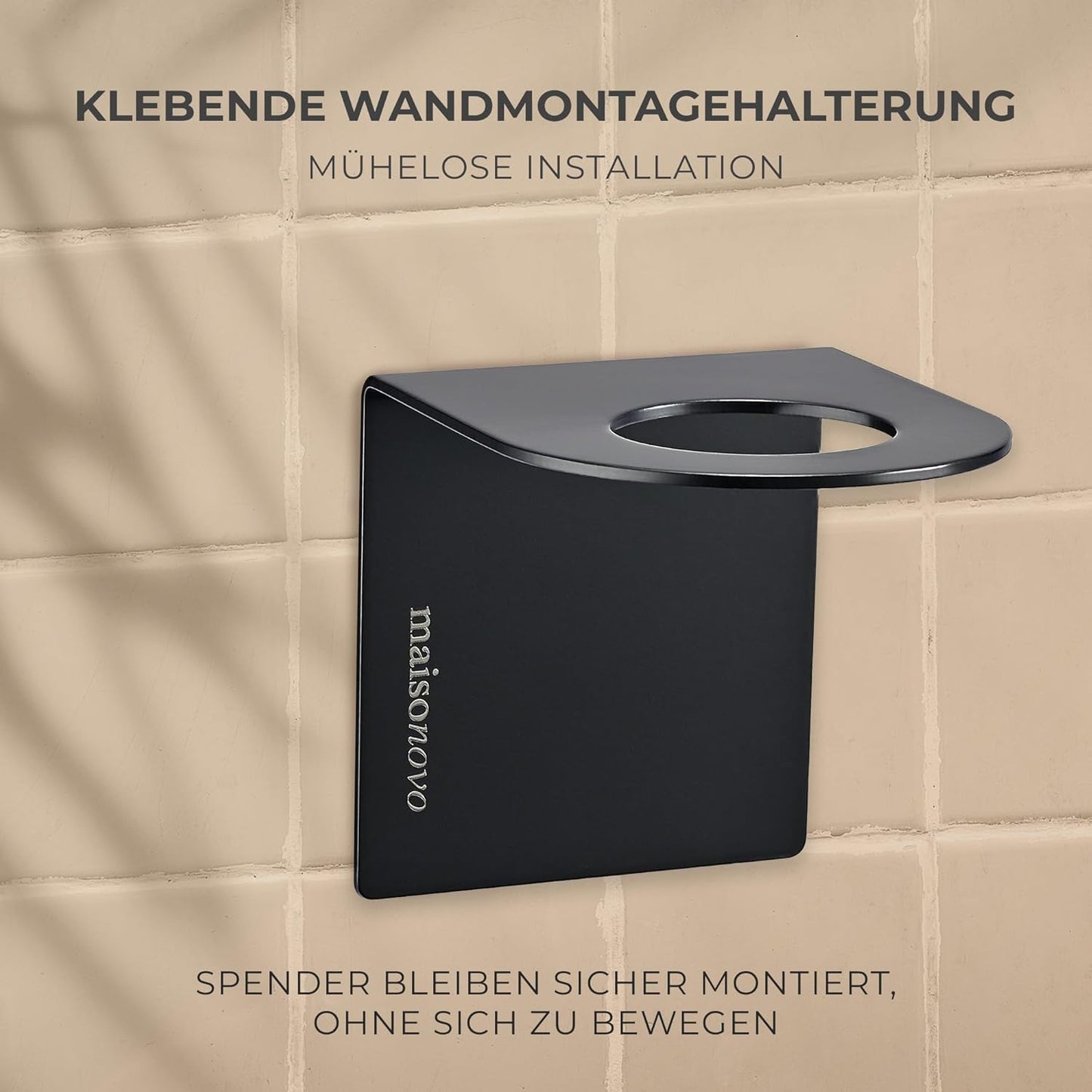 3er Set Shampooflaschen zum Befüllen mit Wandhalterung, Schwarz 3er Set