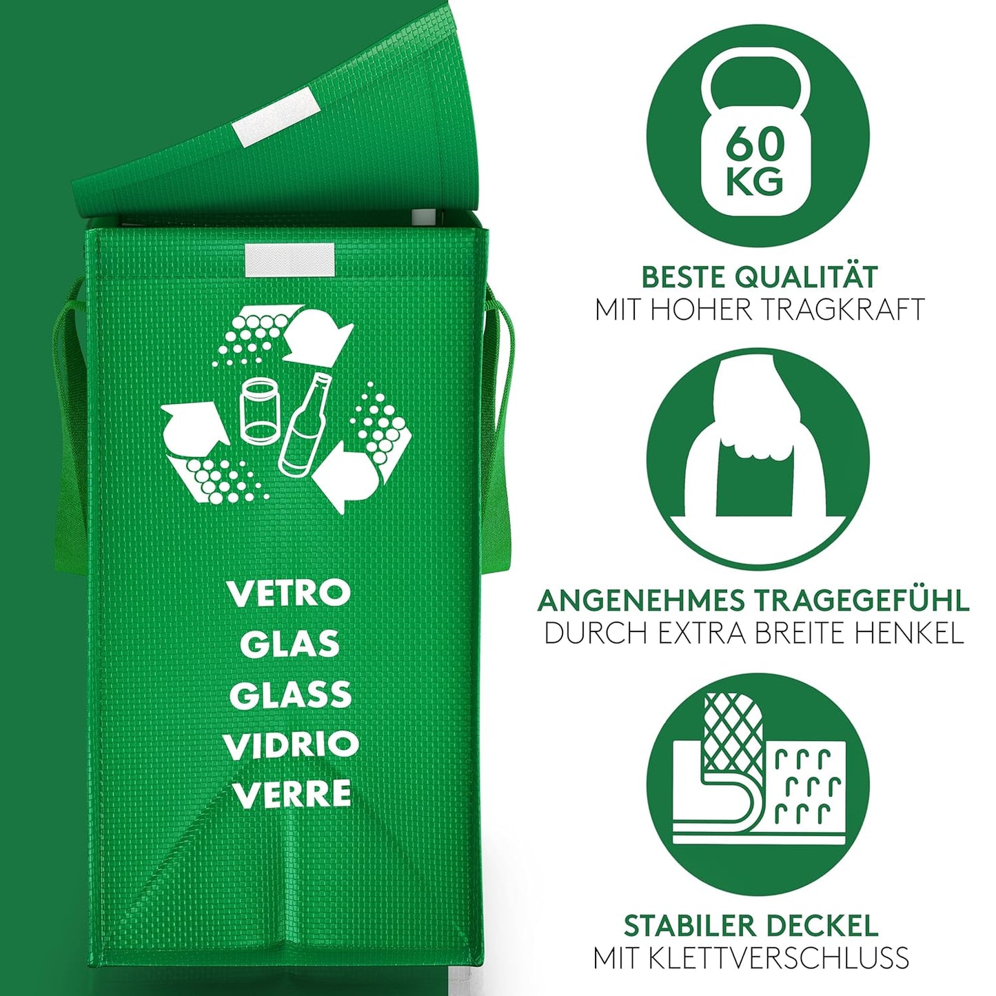 Mülltrennsystem mit 3 Fächern für Recycling, Color Edition Medio + Deckel