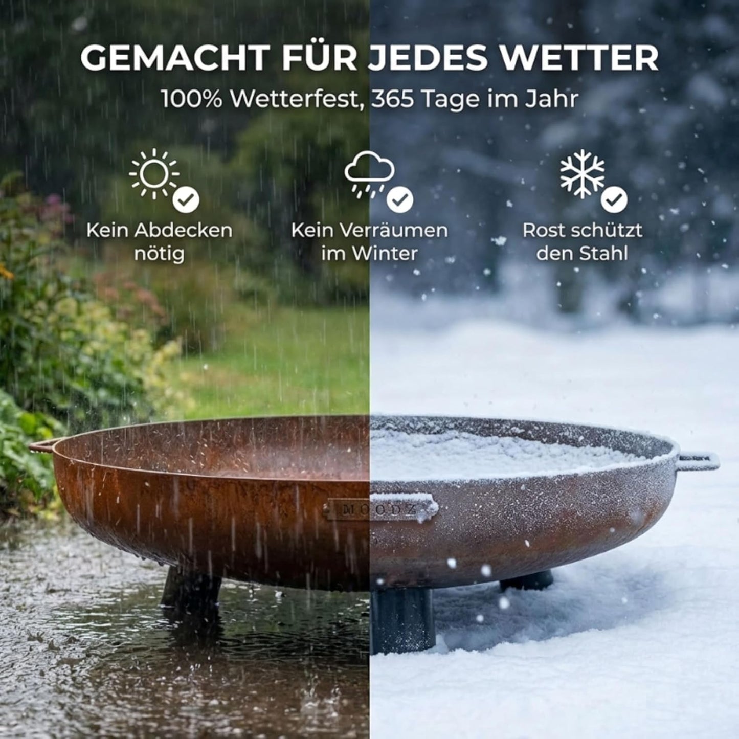 Feuerschale mit Griff, Edelstahl Ø80 cm