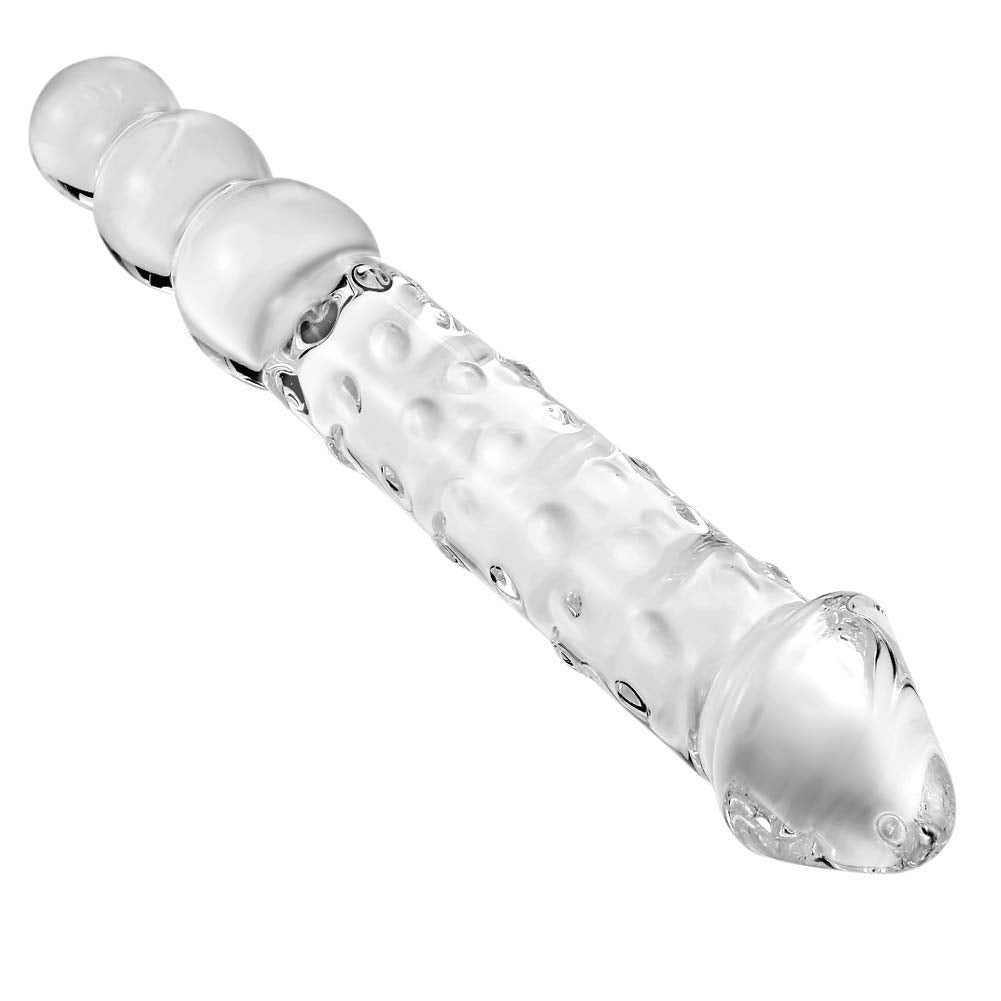 Doppelseitiger Glasdildo mit G-Punkt-Stimulator, Large