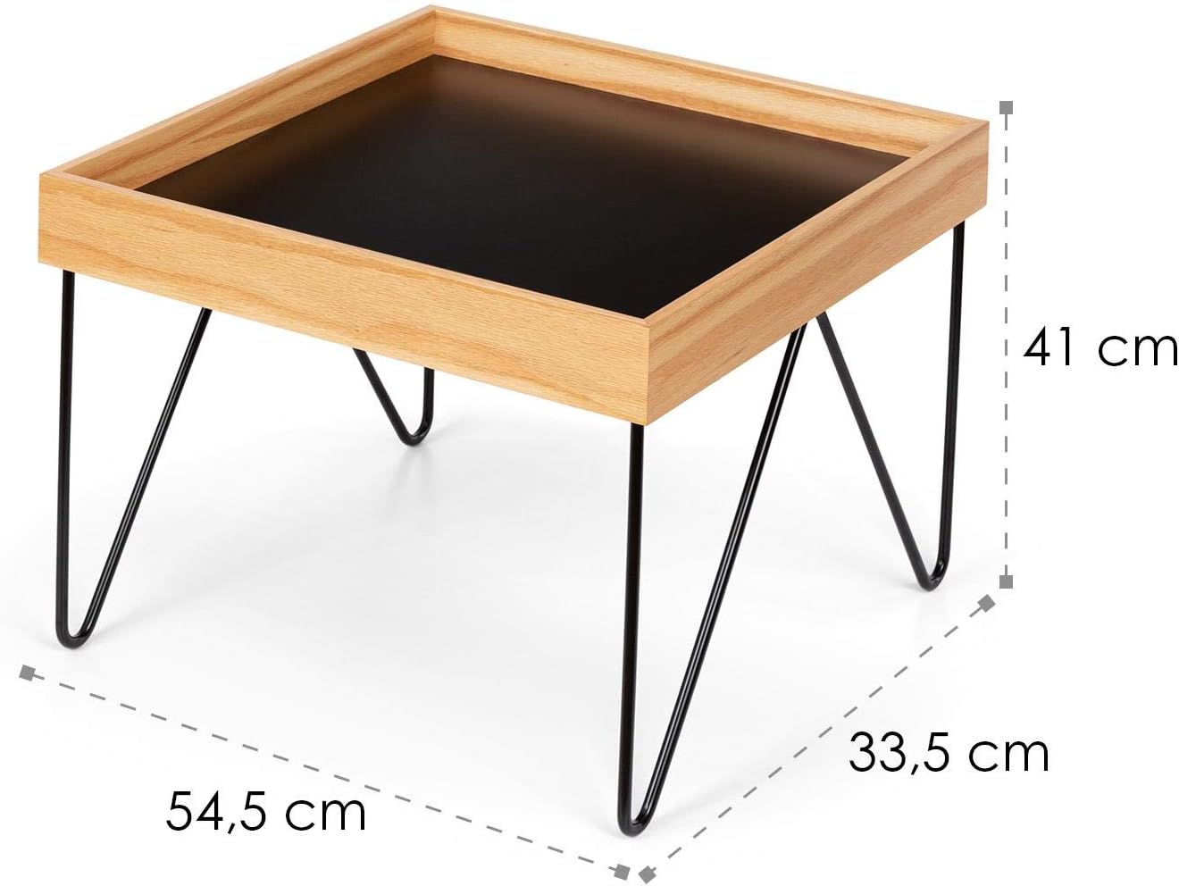 Kaffeetisch Lyon, 54,5 x 41 x 54,5cm Schwarz