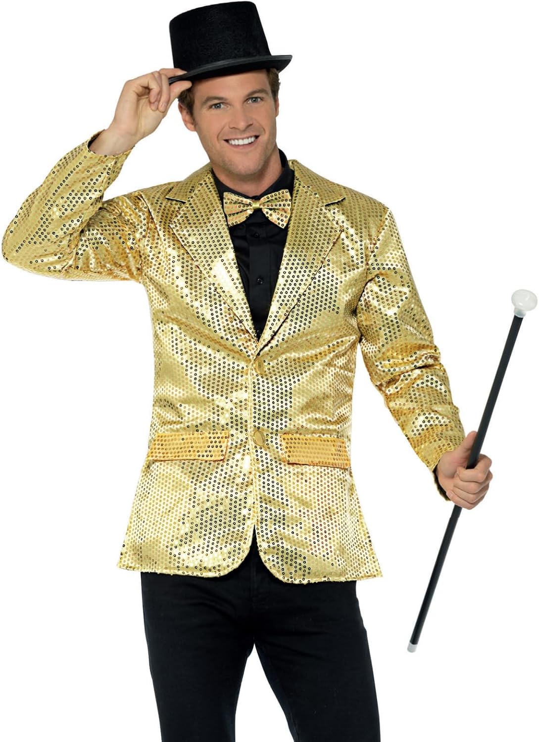 Herren Paillettenjacke, M Gold