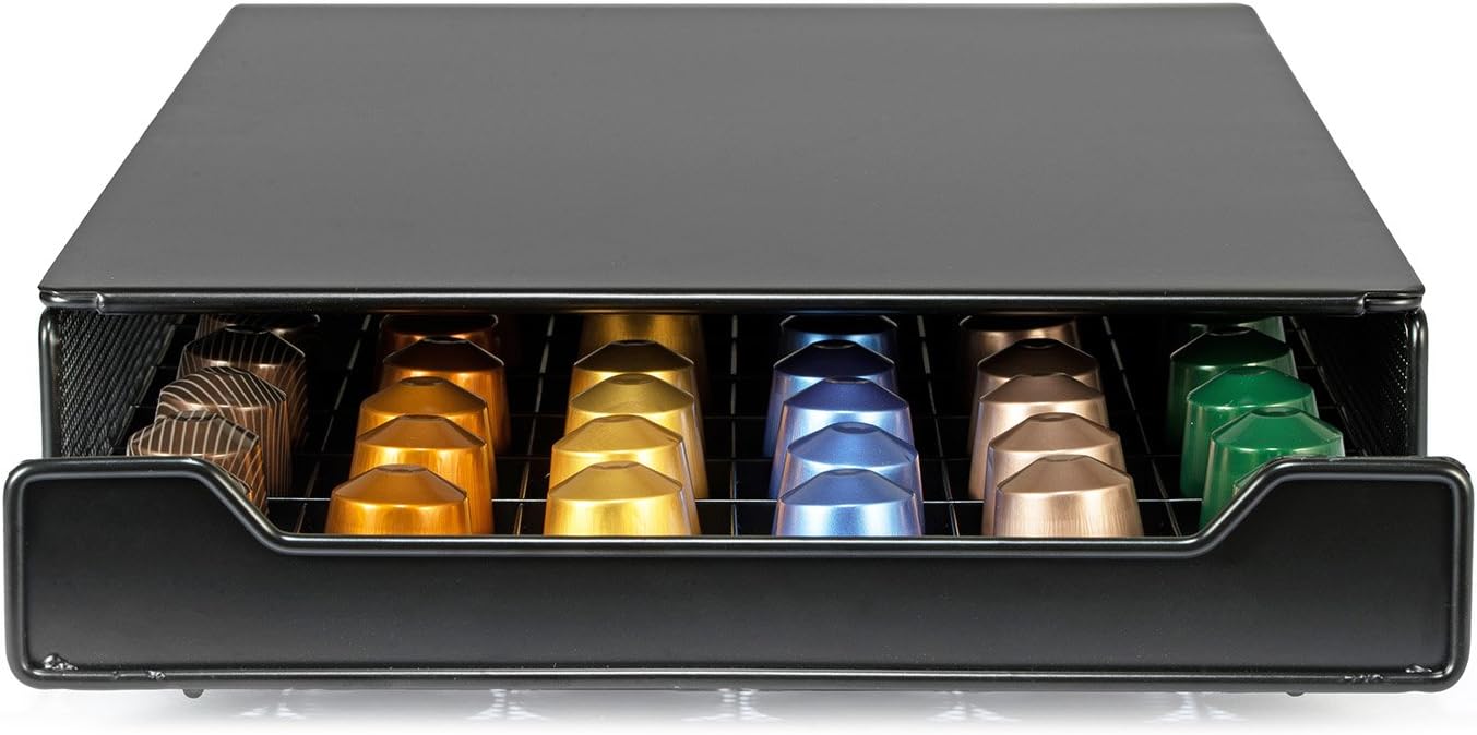 Kaffeekapsel-Schubladenbox für Nespresso, 60 Stück, Rot/Ausflug, Einfarbig (Getaway Solids)