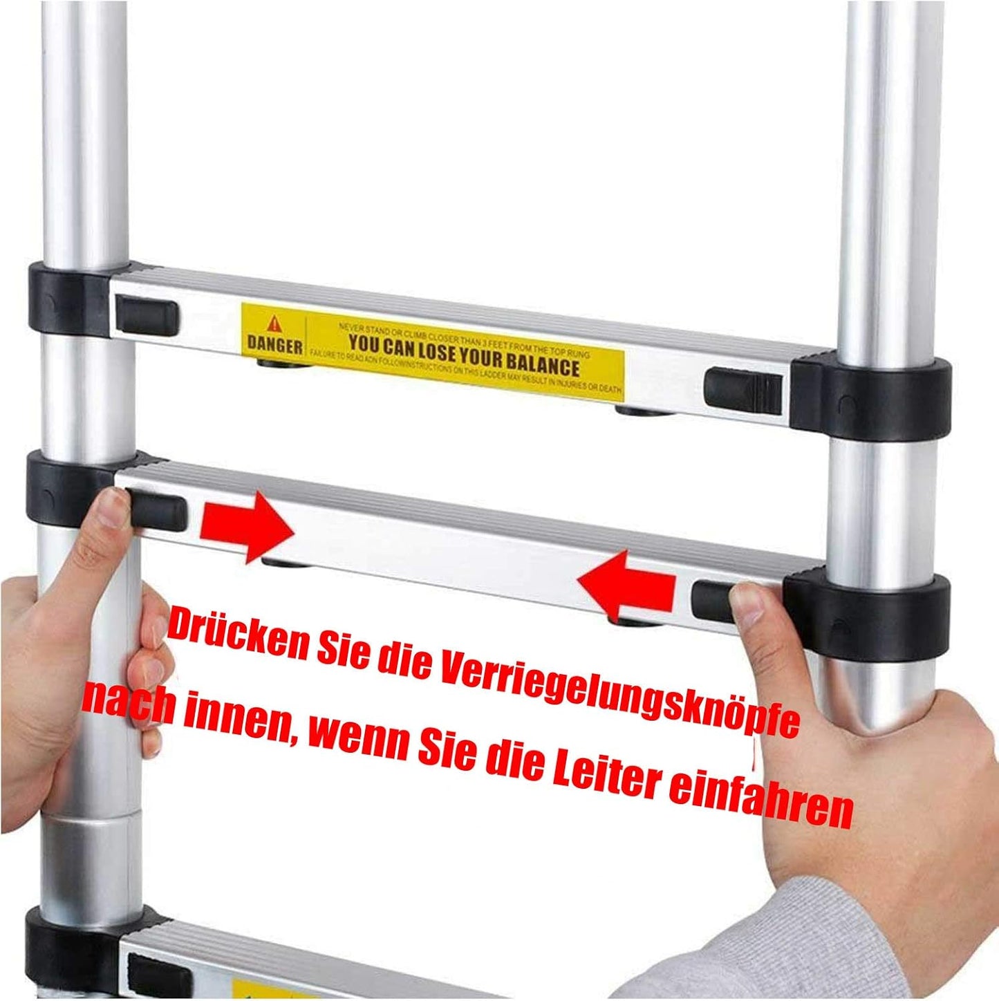 Ausziehbare Teleskopleiter, 9 Stufen, 2,6M Gerade Leiter