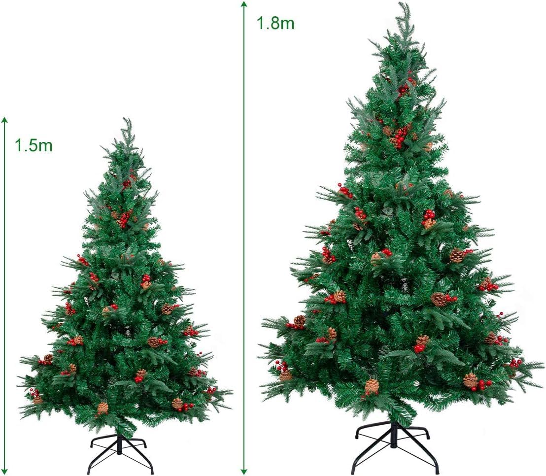Künstlicher Weihnachtsbaum mit Tannenzapfen und Früchten, 180 cm, Grün - 688 Spitzen