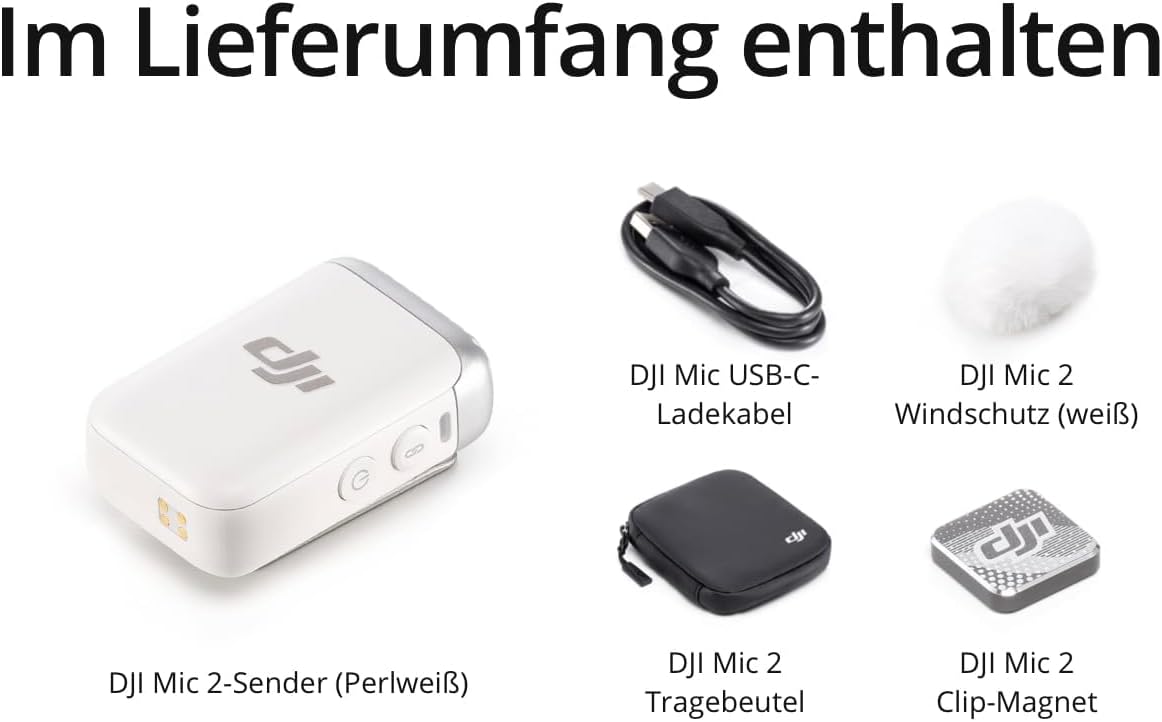 Kabelloses Mikrofon mit intelligenter Rauschunterdrückung, Mic 2-Sender (Perlweiss)
