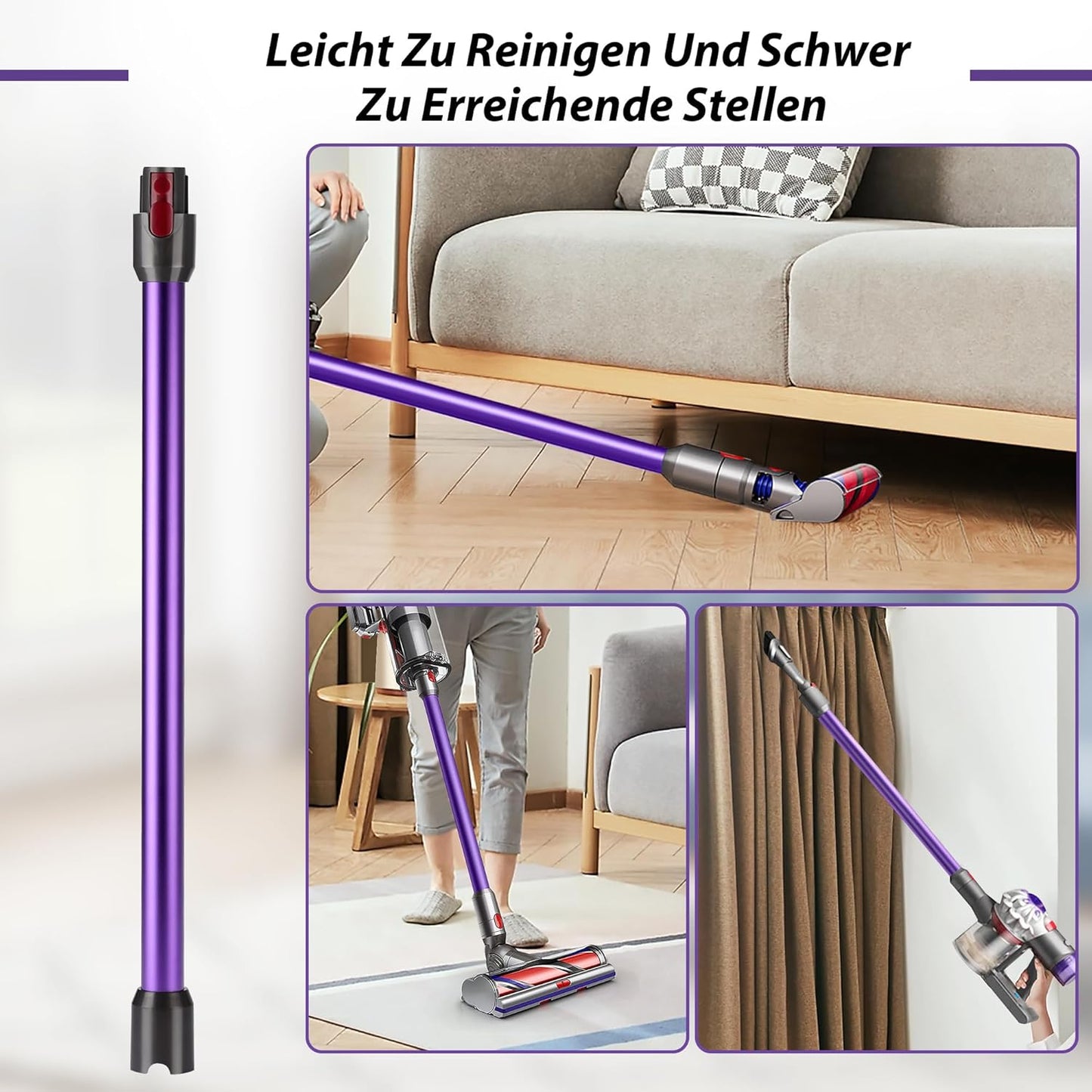 Teleskop-Verlängerungsrohr für Dyson Staubsauger, Lila