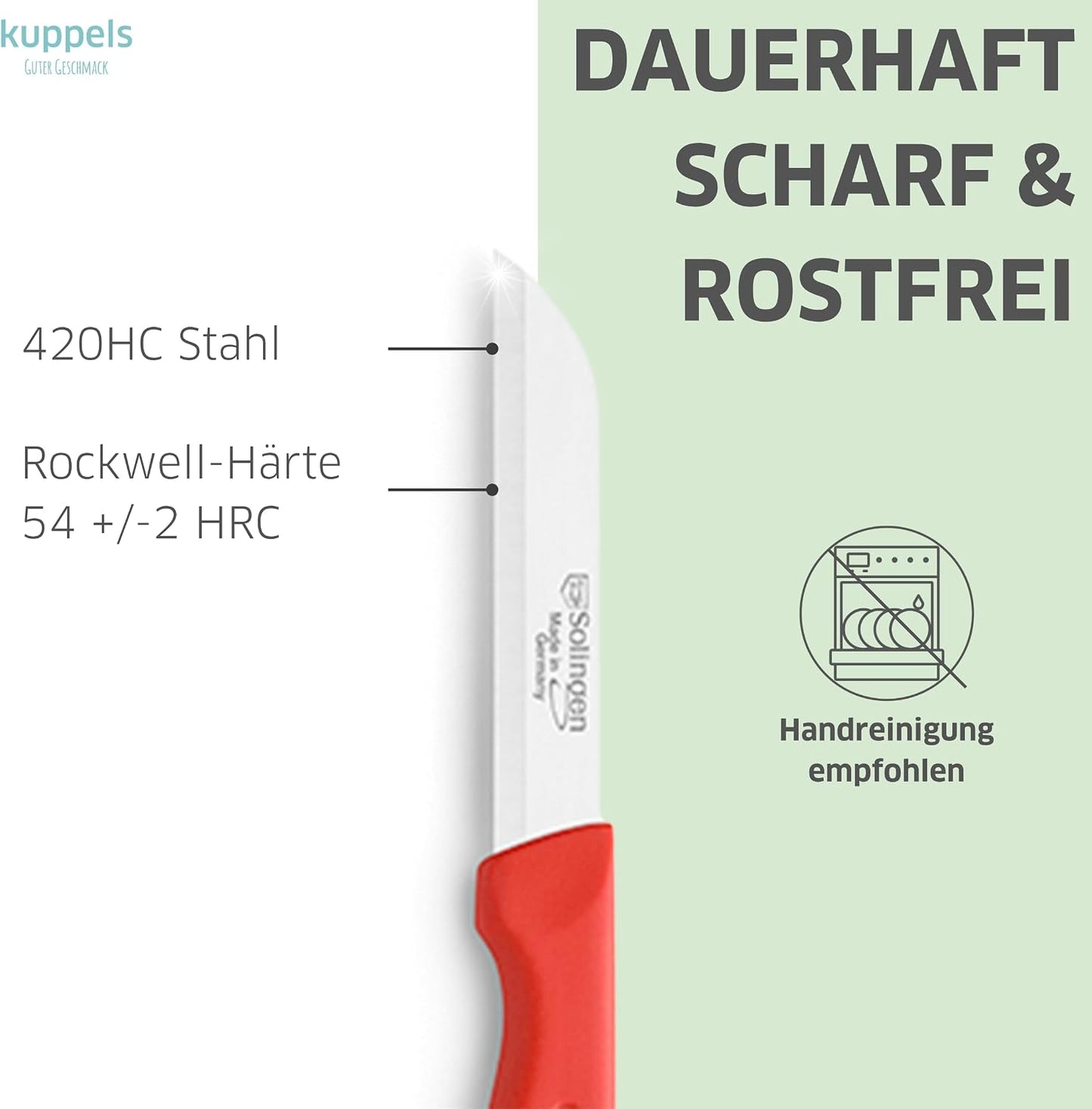 9-tlg. Küchenmesser Set, Rot Lang