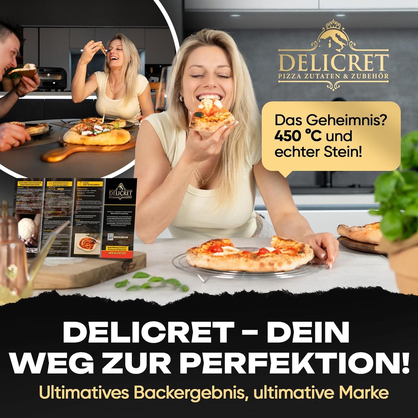 Elektrischer Pizzaofen bis 450℃, 1700W