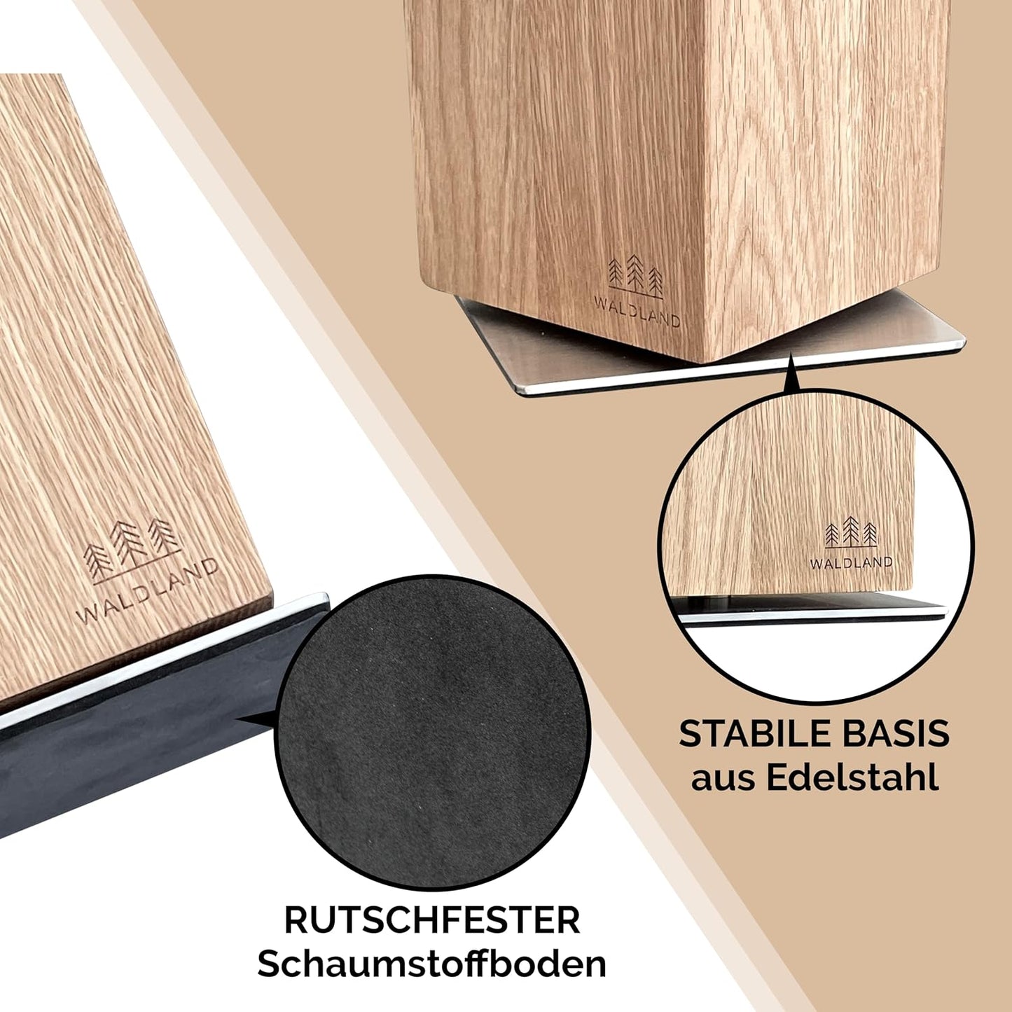 Drehbarer Magnetmesserblock, 360° / Eichenholz