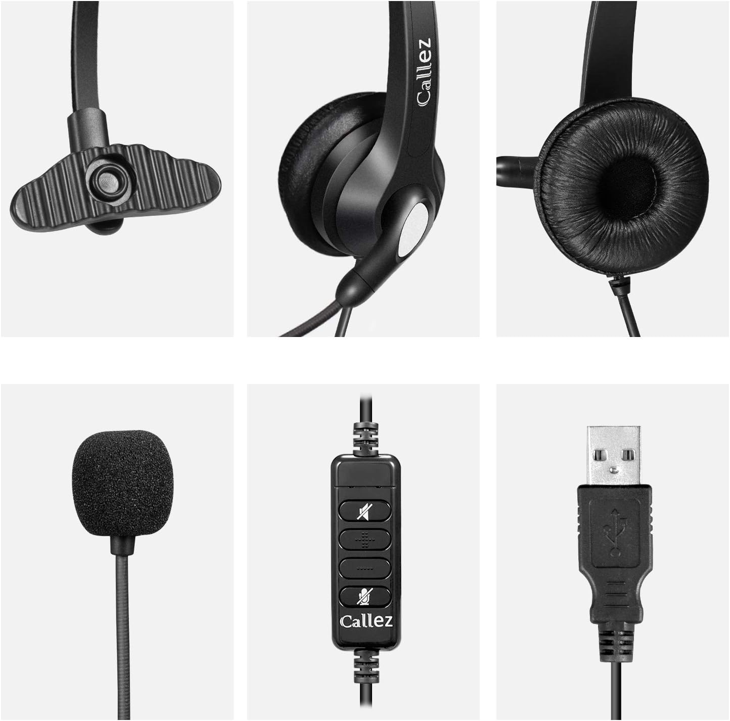 USB Headset mit Mikrofon & Noise Cancelling, Grau
