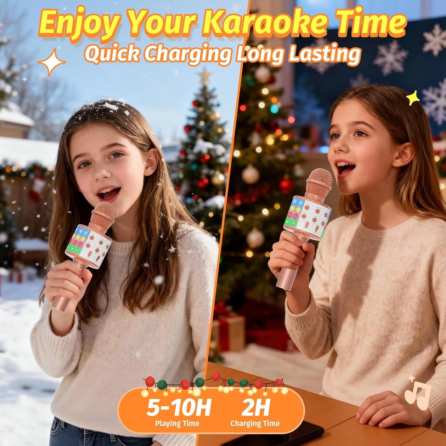 Kabelloses Bluetooth Karaoke Mikrofon für Kinder, Roségold