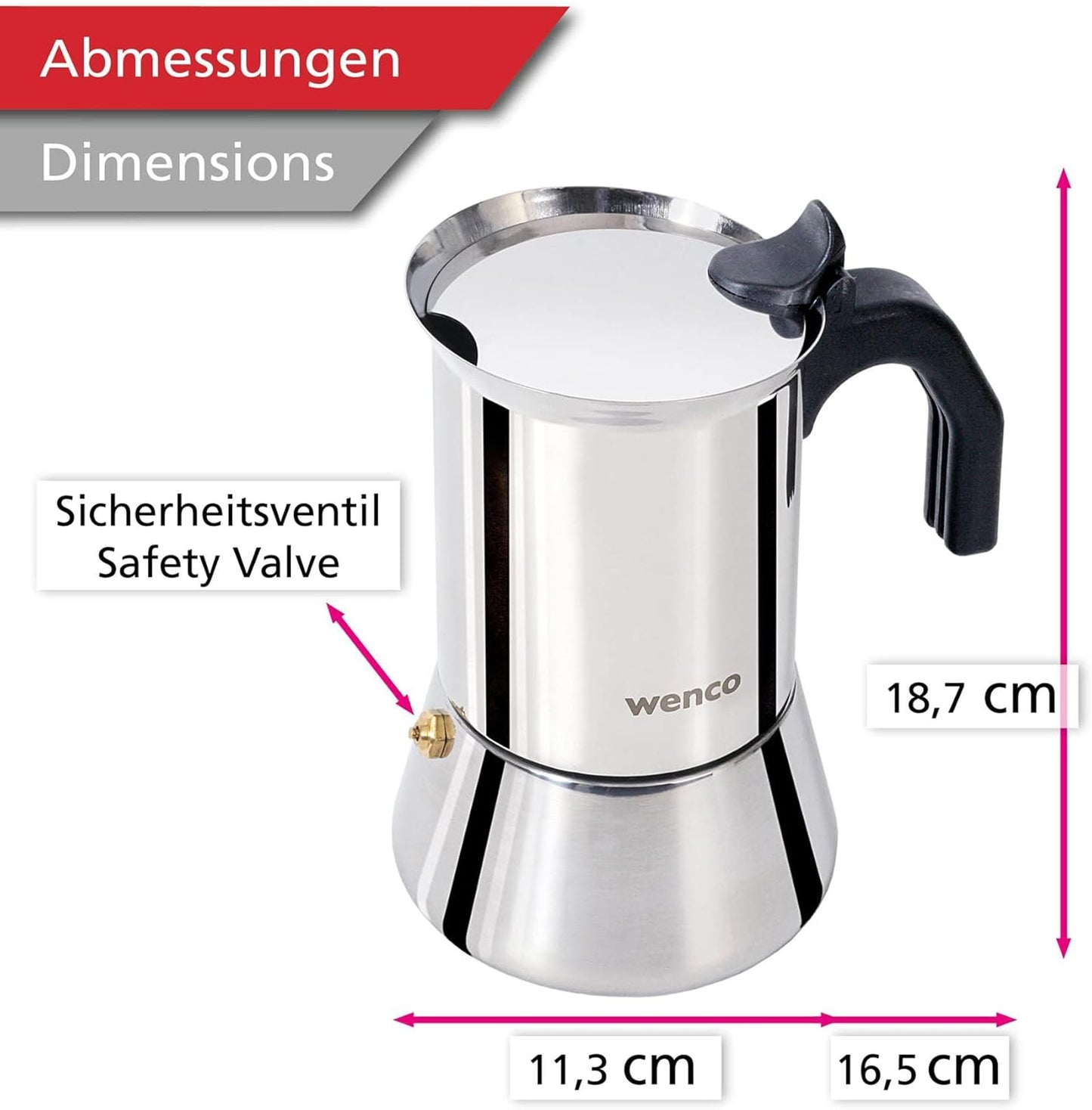 Premium Espressokocher für alle Herdarten (4 Tassen)