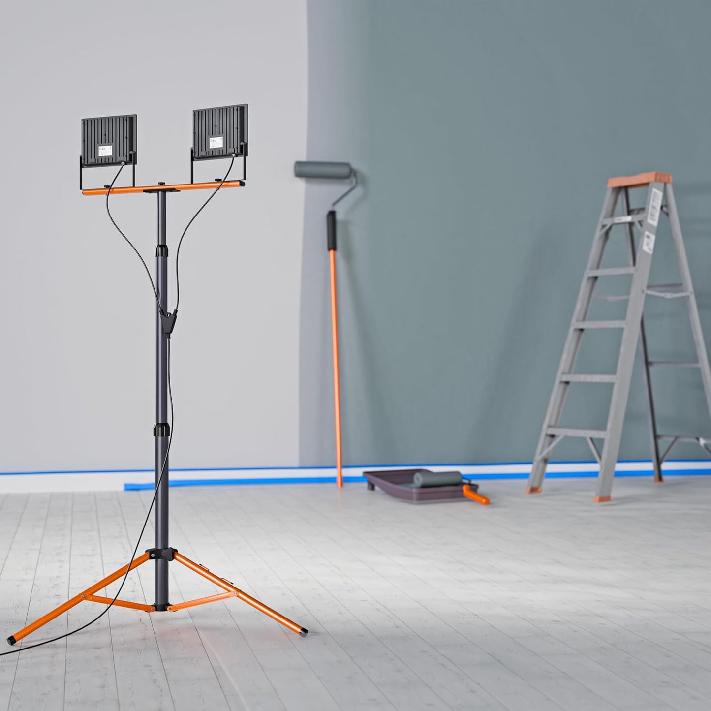 LED-Baustrahler mit Stativ, 2x 50W 11000lm