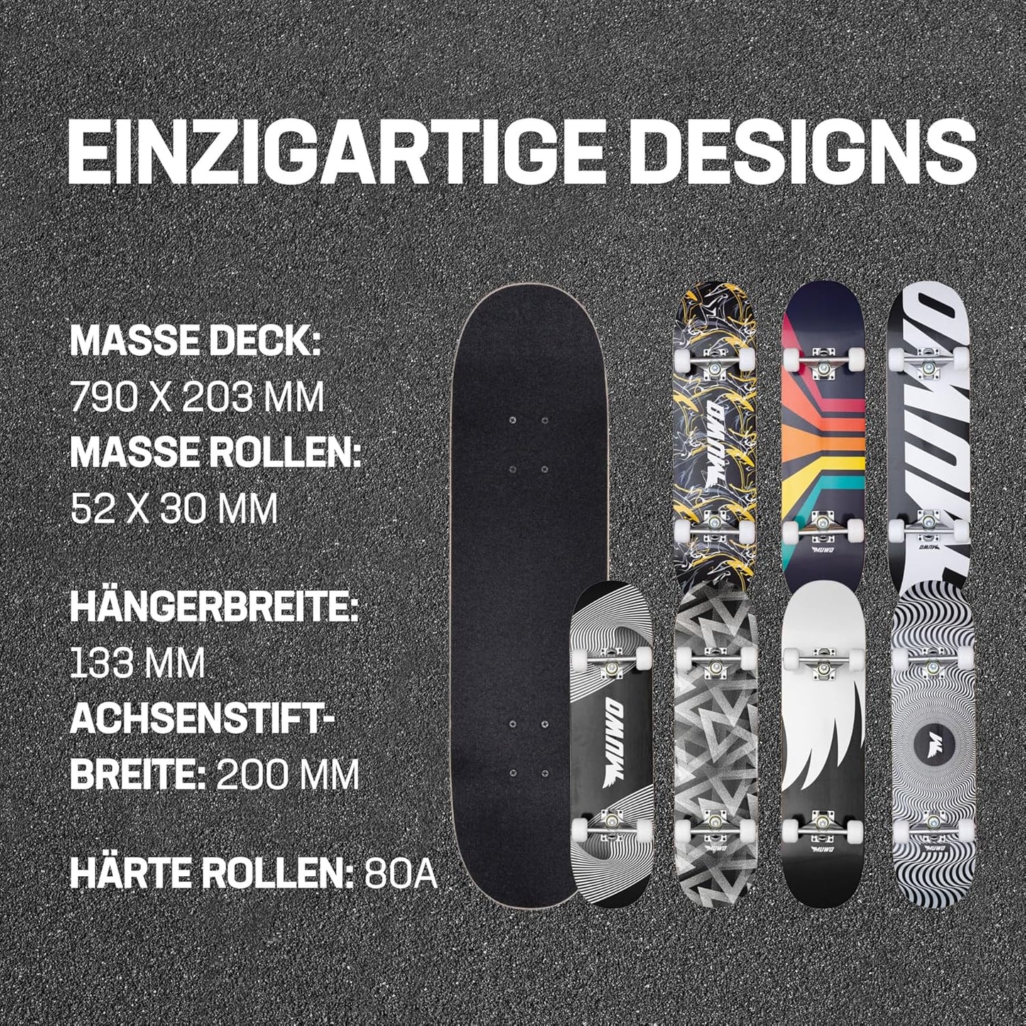 Street Skateboard - Komplettboard für Einsteiger, Swing & Wing